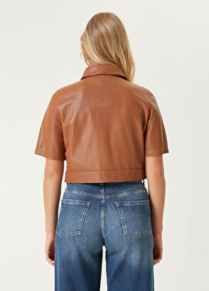 Beymen Club Camel Short Sleeve Leather Jacket - 7