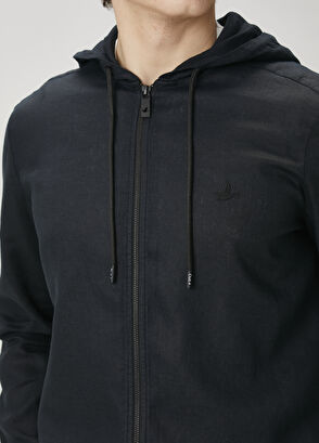 Beymen Club Siyah Kapüşonlu Keten Dış Gömlek - 6