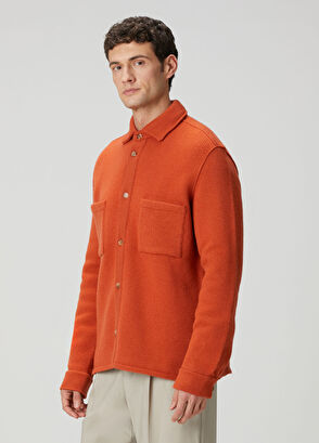 Laneus Turuncu Yün Triko Hırka - 3