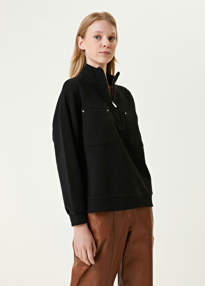 Beymen Club Siyah Yarım Fermuarlı Ottoman Sweatshirt - 3