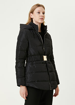 Beymen Club Siyah Kapüşonlu Kemerli Puff Mont - 3