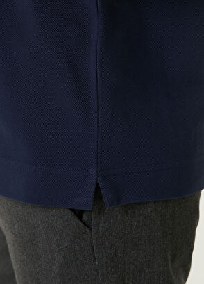 Beymen Club Navy Blue Polo Collar Honeycomb Textured Logo T-shirt - 7