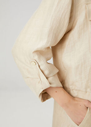 Beymen Club Bej Parlak Keten Bomber Ceket - 7