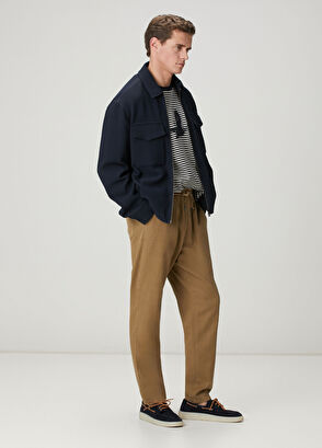 Beymen Club Navy Blue White Relax Fit Striped T-Shirt - 3