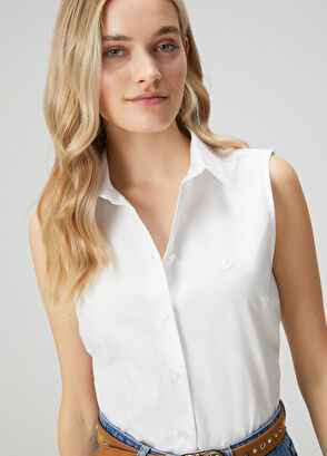 Beymen Club Kırık Beyaz Kolsuz Oxford Gömlek - 3