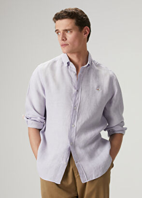 Beymen Club Comfort Fit Lilac Linen Shirt - 9