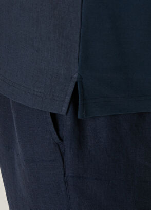 Beymen Club Navy Blue Comfort Fit Linen Insert Polo T-Shirt - 8