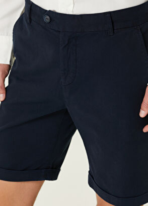 Beymen Club Slim Fit Lacivert Twill Şort - 4