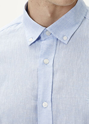 Beymen Club Comfort Fit Açık Mavi Keten Gömlek - 7
