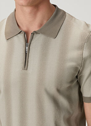 Beymen Club Bej Polo Yaka Dağınık Çizgili Kısa Kollu Triko - 7