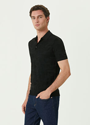 Beymen Club Siyah Polo Yaka Kamuflaj Dokulu Kısa Kollu Triko - 3