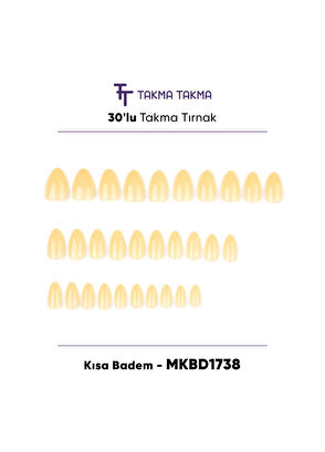 Takma Takma Sarı Kısa Badem 30'lu Protez Takma Tırnak MKBD1738 - 3