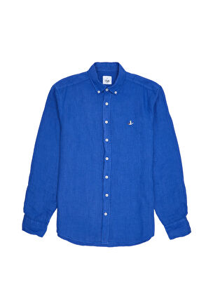Beymen Club Comfort Fit Kobalt Keten Gömlek - 8