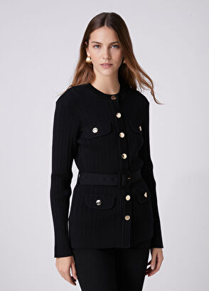 Beymen Club Black Belted Knit Jacket - 5
