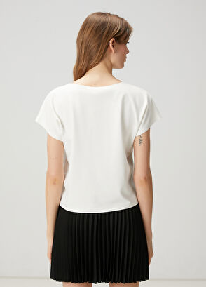 Beymen Club Kırık Beyaz Logo Nakışlı T-shirt - 5