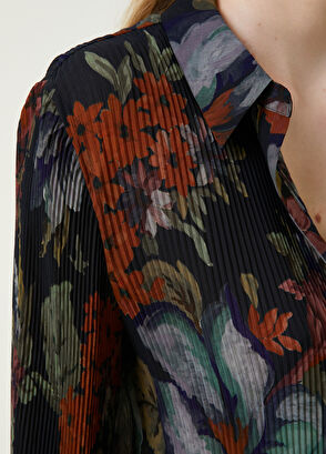 Beymen Club Siyah Botanik Desenli Şifon Gömlek - 5