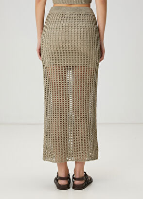 Beymen Club Açık Haki Payetli Triko Etek - 4