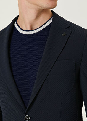 Beymen Club Navy Blue Diagonal Textured Knitted Jacket - 6