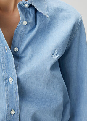 Blue Denim Shirt Beymen Club Blue Denim Shirt - 7