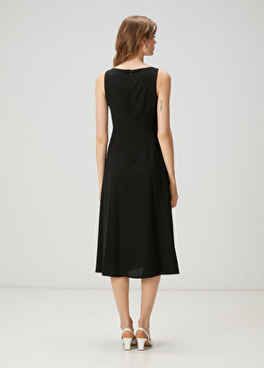 Beymen Club Black Midi Crepe Dress - 5