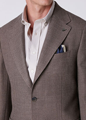 Beymen Club Tropical Havana Brown Wool Jacket - 6
