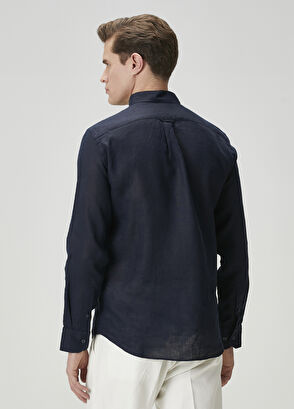 Beymen Club Comfort Fit Lacivert Keten Gömlek - 5