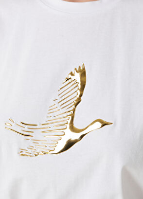 Beymen Club Kırık Beyaz Metalik Logolu T-shirt - 5
