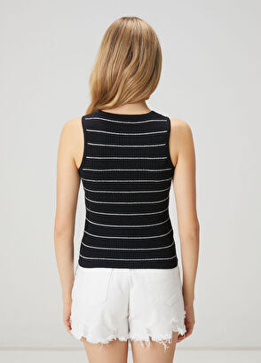 Beymen Club Navy Blue White Striped Knit Tank Top - 5