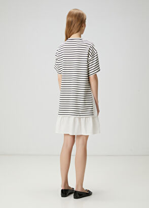 Beymen Club Lacivert Beyaz Taşlı Kuş Detaylı Elbise - 6