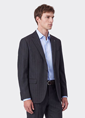 Beymen Club Beige Mink Striped Wool Coat - 3