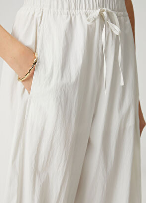 Beymen Club Kırık Beyaz Barrel Fit Teknik Kumaş Pantolon - 6