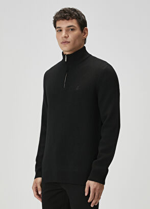 Beymen Club Black Zippered Basic Wool Sweater - 4