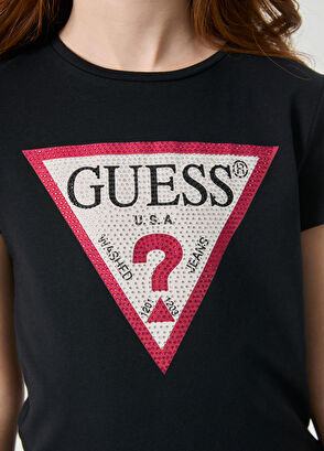 Guess Baskılı Siyah Kısa Kollu Kız Çocuk T-shirt  - 6