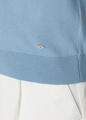 Beymen Club Blue Plain Knit Basic Short Sleeve Knitwear Polo - 7