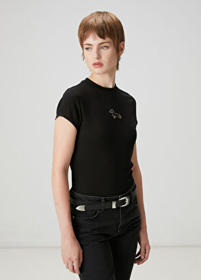 Beymen Club Siyah Taşlı Köpek Detaylı T-shirt - 3