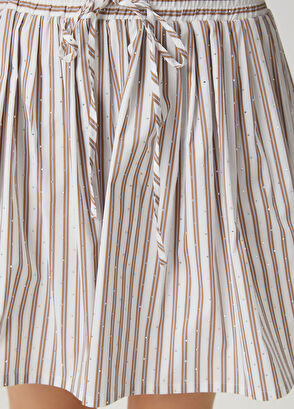 Beymen Club Kahve Beyaz Çizgili Taşlı Mini Etek - 6