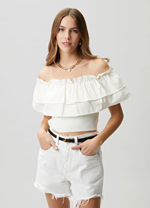 Beymen Club Kırık Beyaz Dokuma Garnili Kazak - 4