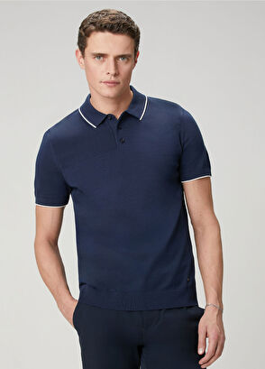 Beymen Club Navy Blue Plain Knit Basic Short Sleeve Knitwear - 5