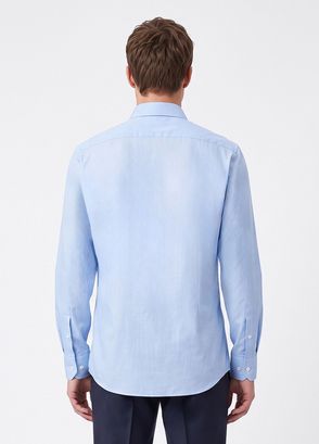 Beymen Club Comfort Fit Mavi Armürlü Non-iron Gömlek - 4