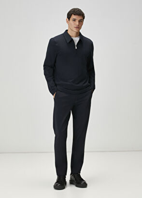 Beymen Club Comfort Fit Navy Blue Polo Sweatshirt - 3