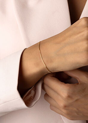 Safir Mücevher 14 Ayar Altın Küp Kadın Zincir Bileklik - 7