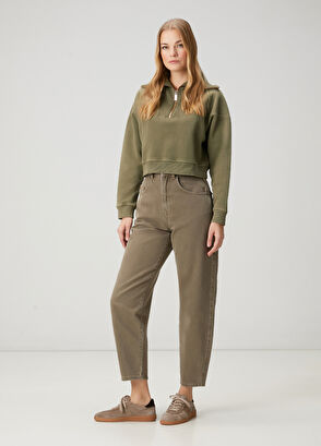 Beymen Club Yağ Yeşili Fermuarlı Sweatshirt - 3