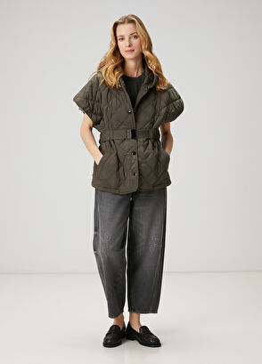 Beymen Club Khaki Hooded Quilted Vest - 3