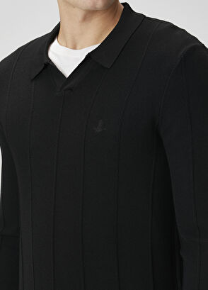 Beymen Club Black Striped Textured Polo Sweater - 6