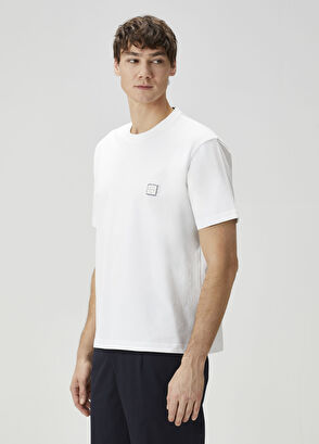 Solid Homme White Logo Detailed T-Shirt - 4