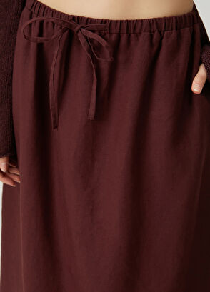 Beymen Club Midi Linen Skirt With Plum Laces - 6