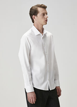 Beymen Club Comfort Fit Beyaz Armürlü Non-iron Gömlek - 6