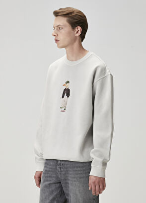 Beymen Club Gri Bej Kaz Figürlü Oversized Sweatshirt - 4