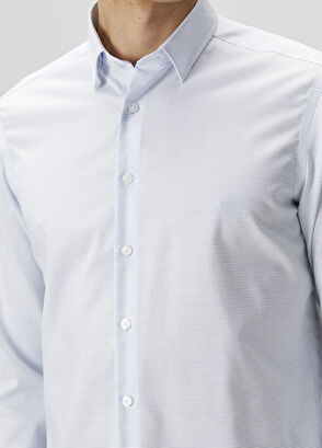 Beymen Club Comfort Fit Mavi Beyaz Non-iron Gömlek - 5