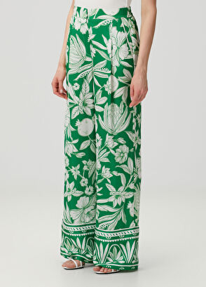 Beymen Collection Yeşil Tropik Çiçekli Pantolon - 3